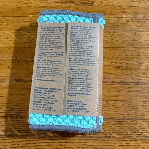 Norwex Counter Cloths Set of 3 Sea Mist with Mushroom NWT - Picture 11 of 11